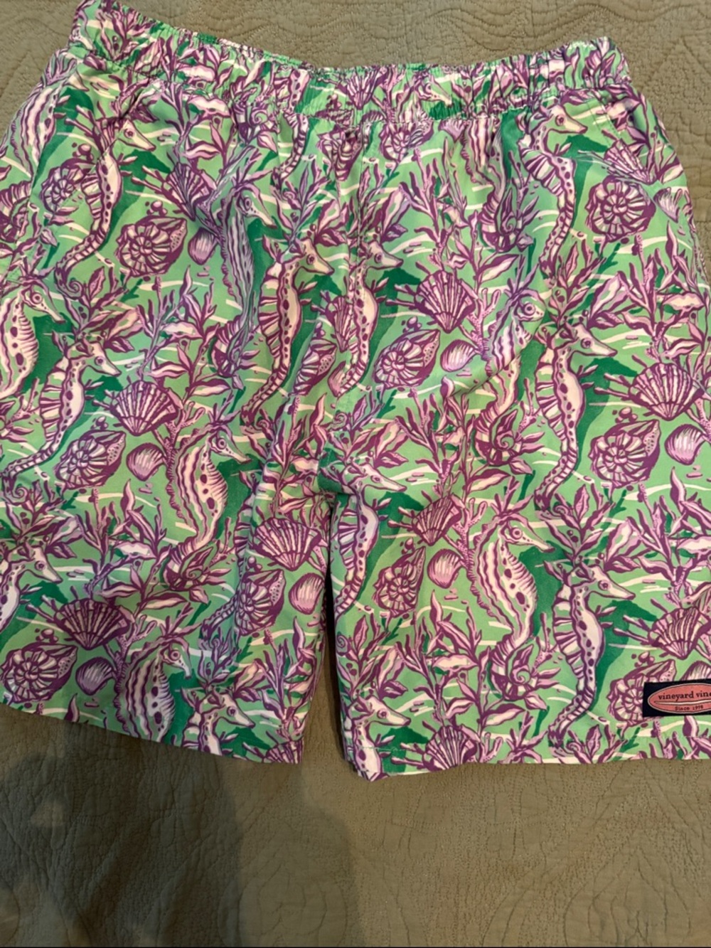 Vineyard Vines Mint & Lavender Seahorse Swim Shorts